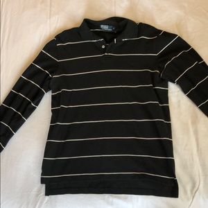 Black Men’s Polo Knit Long Sleeve T